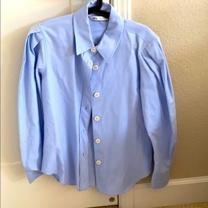 Zara blue balloon sleeve shirt